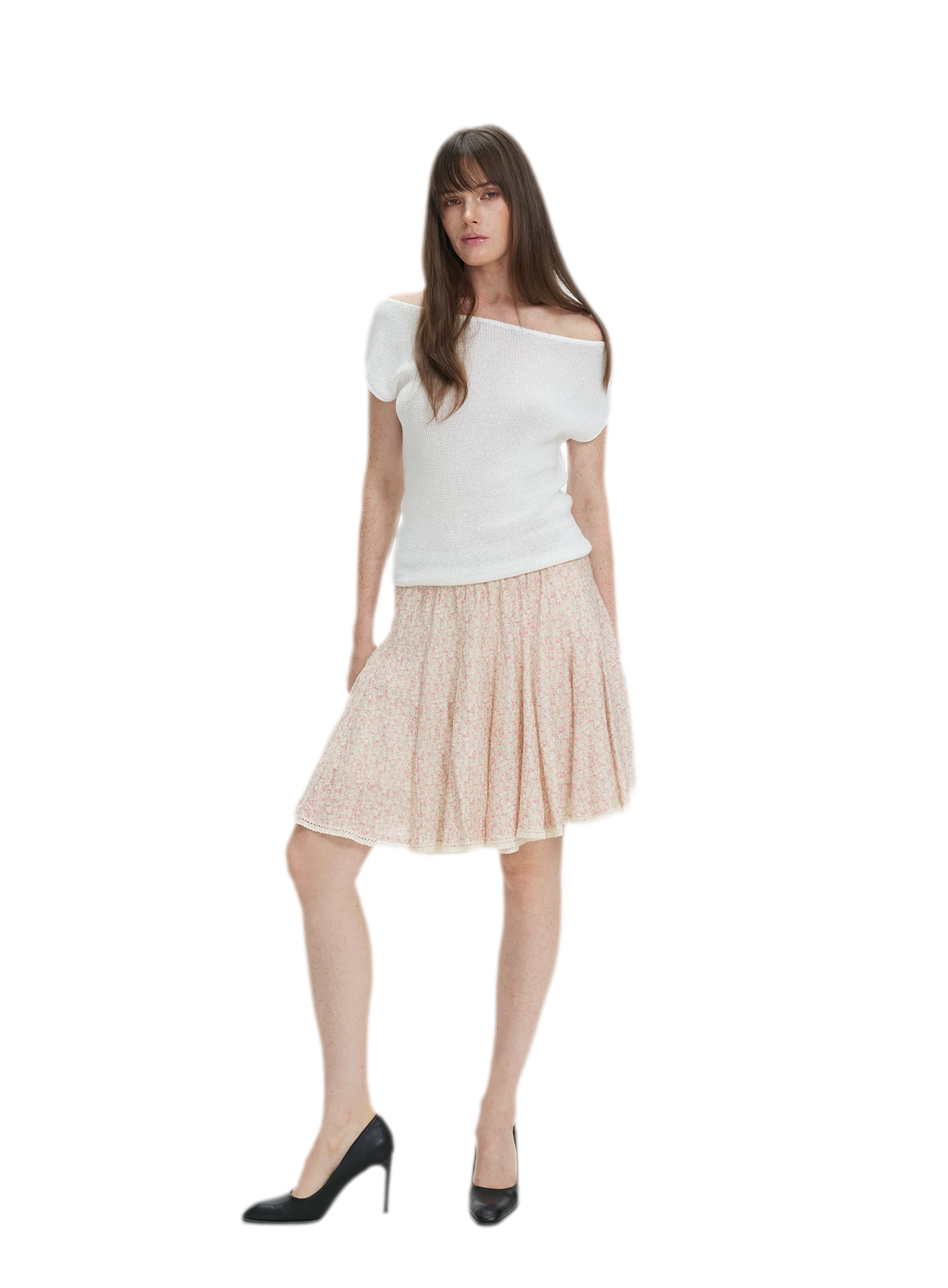 Floral Lace Midi Skirt