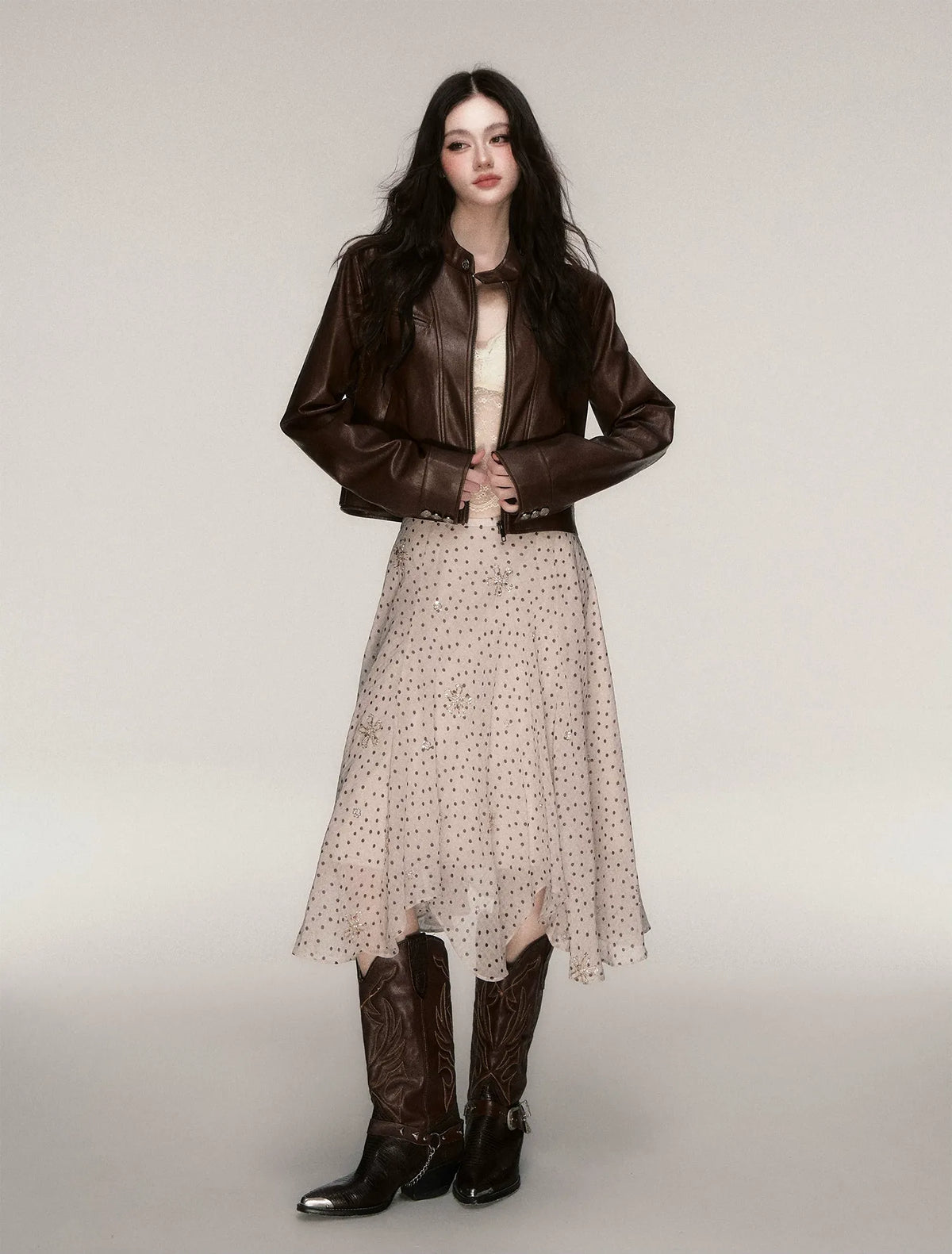 Vintage Cropped Motorcycle Jacket