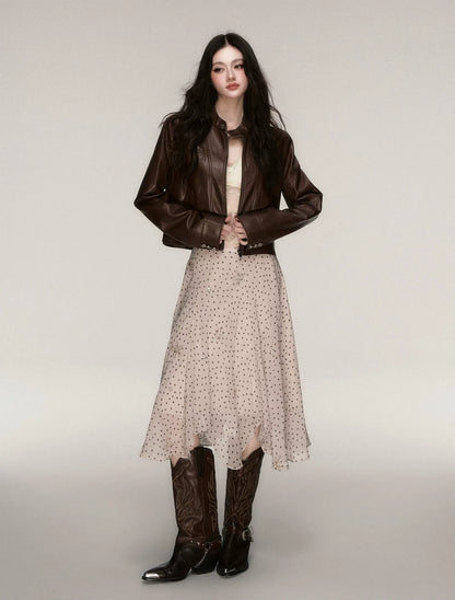 Vintage Cropped Motorcycle Jacket