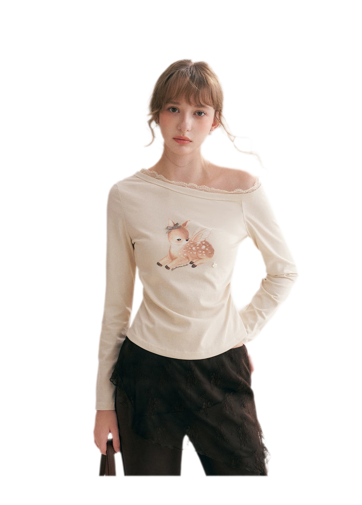 Hand-Drawn Lace-Trim T-Shirt