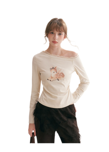 Hand-Drawn Lace-Trim T-Shirt