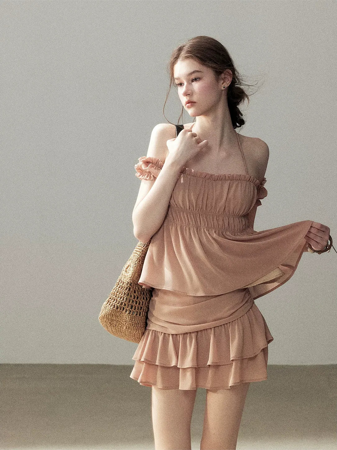 Pleated Chiffon Mini Set