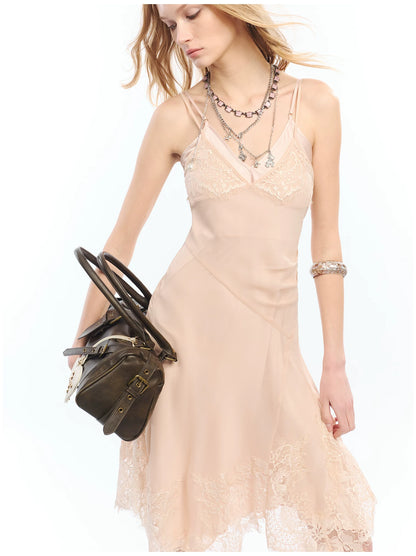 Lace Hem Layered V-Neck Camisole Dress