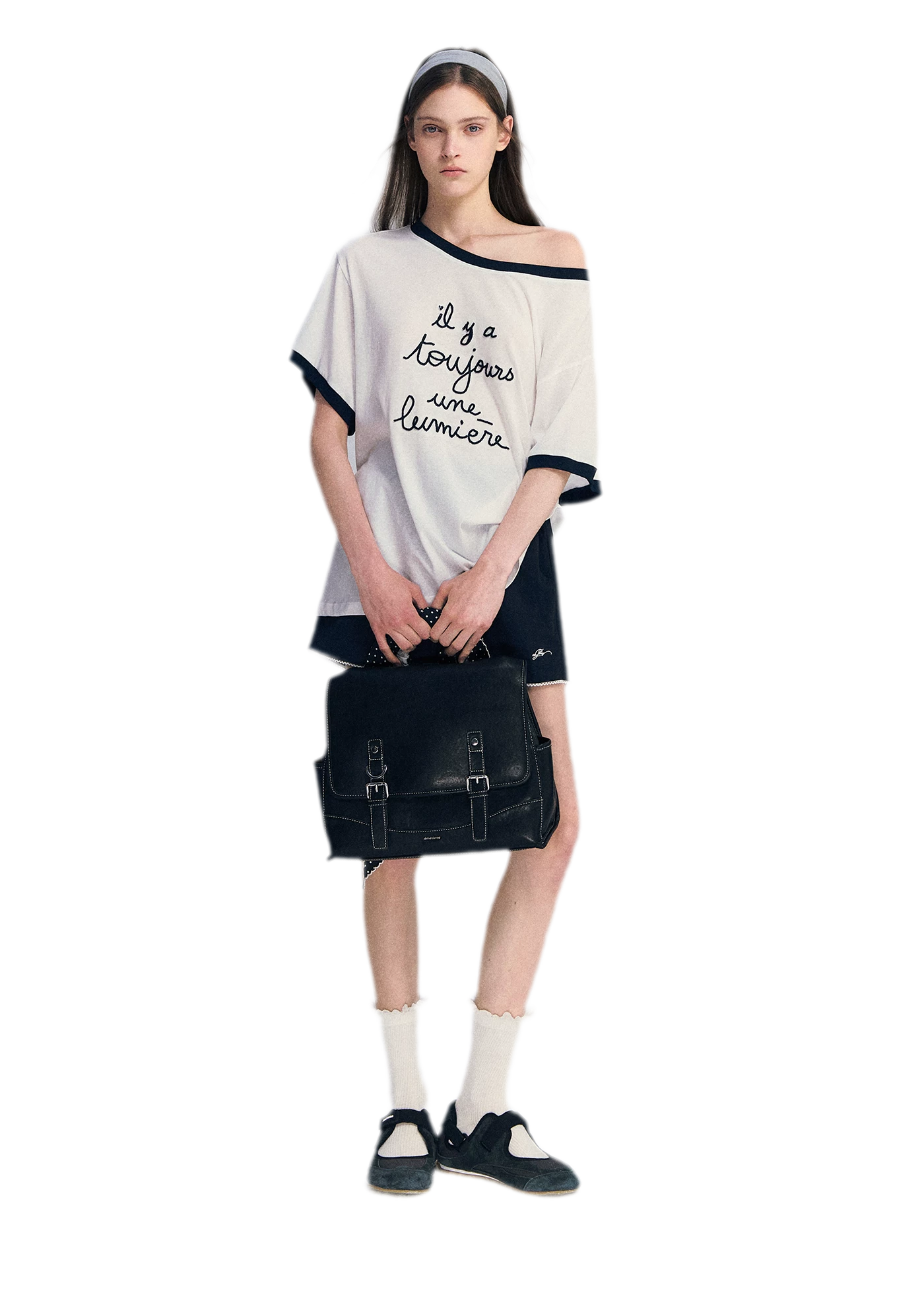 Contrast Rib Knit T-Shirt