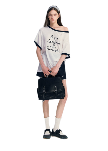 Contrast Rib Knit T-Shirt