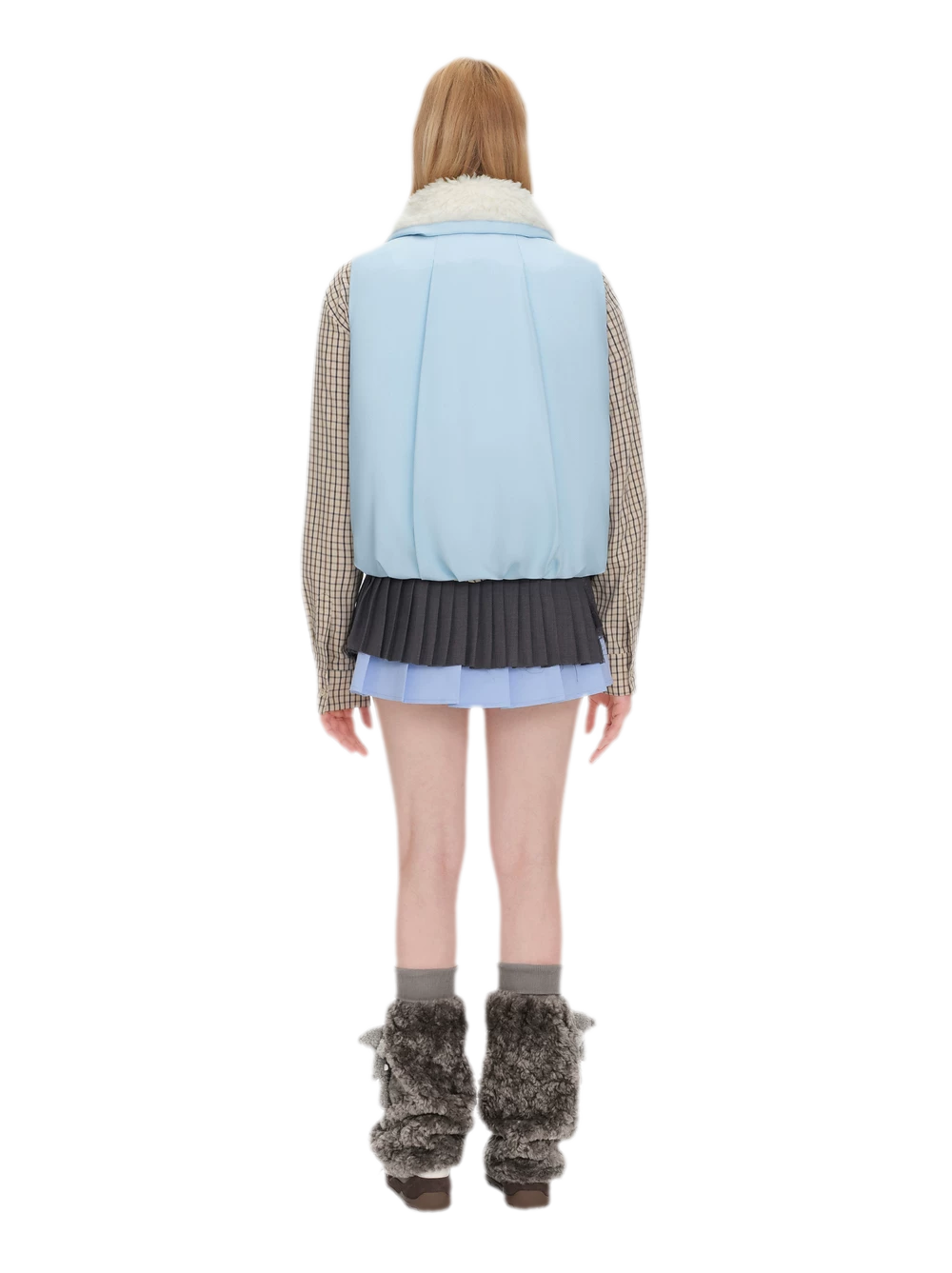 Textured Faux-Fur Collar Vest