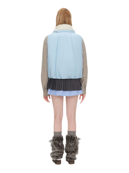 Textured Faux-Fur Collar Vest