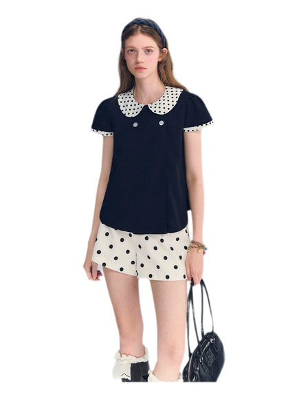 Polka Dot Doll Collar Top