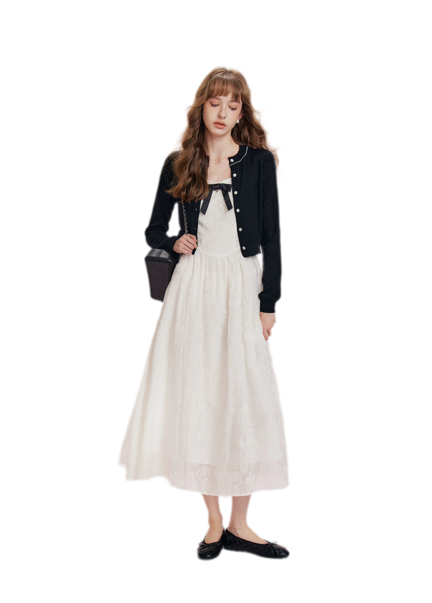 Cashmere Wave Trim Cardigan