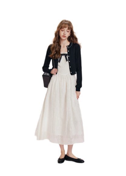 Cashmere Wave Trim Cardigan