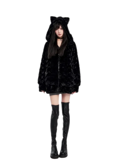 Eco Faux Fur Cat-Ear Hoodie