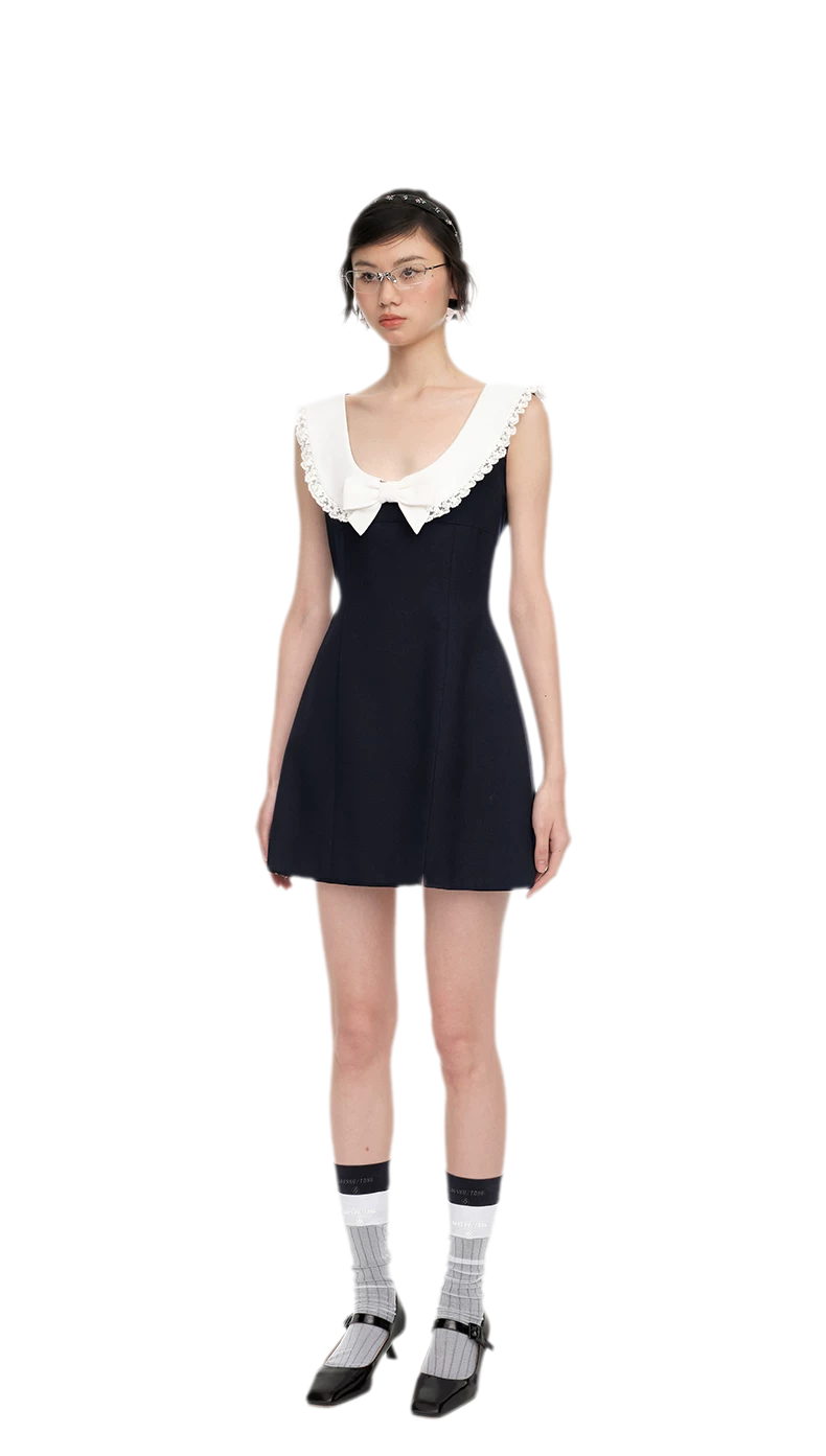 Rhinestone Bow A-Line Dress