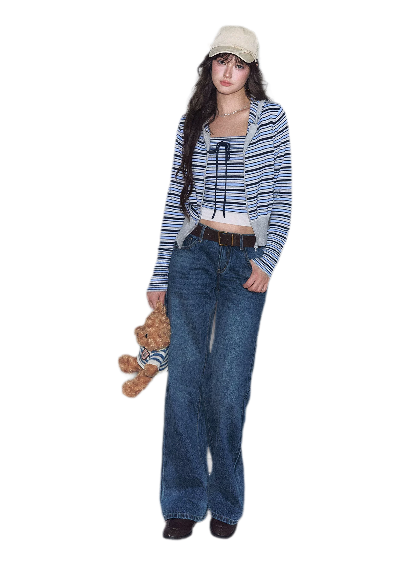 Washed Bow Embroidered Jeans