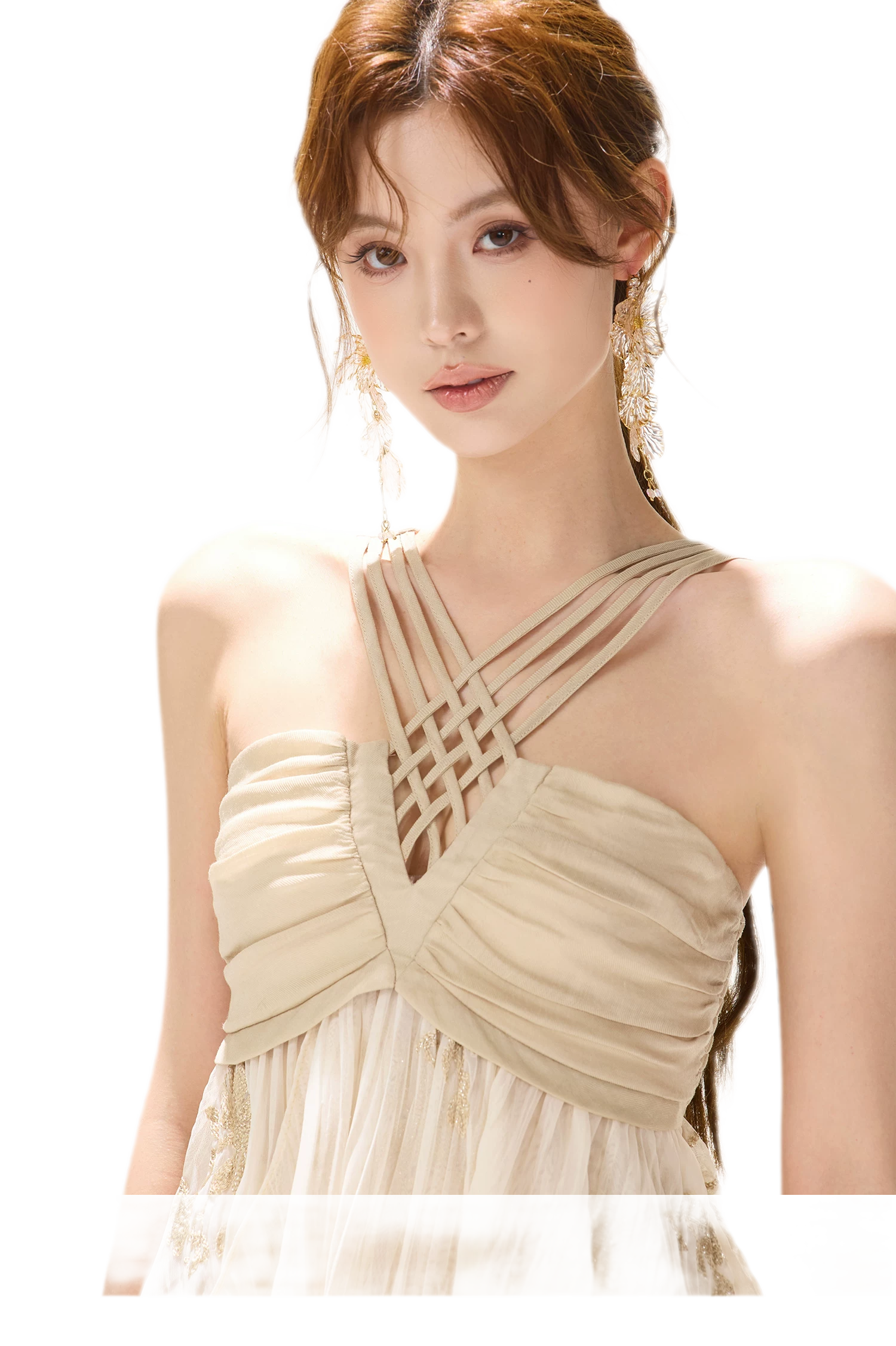 Embroidered Chiffon Halter Set