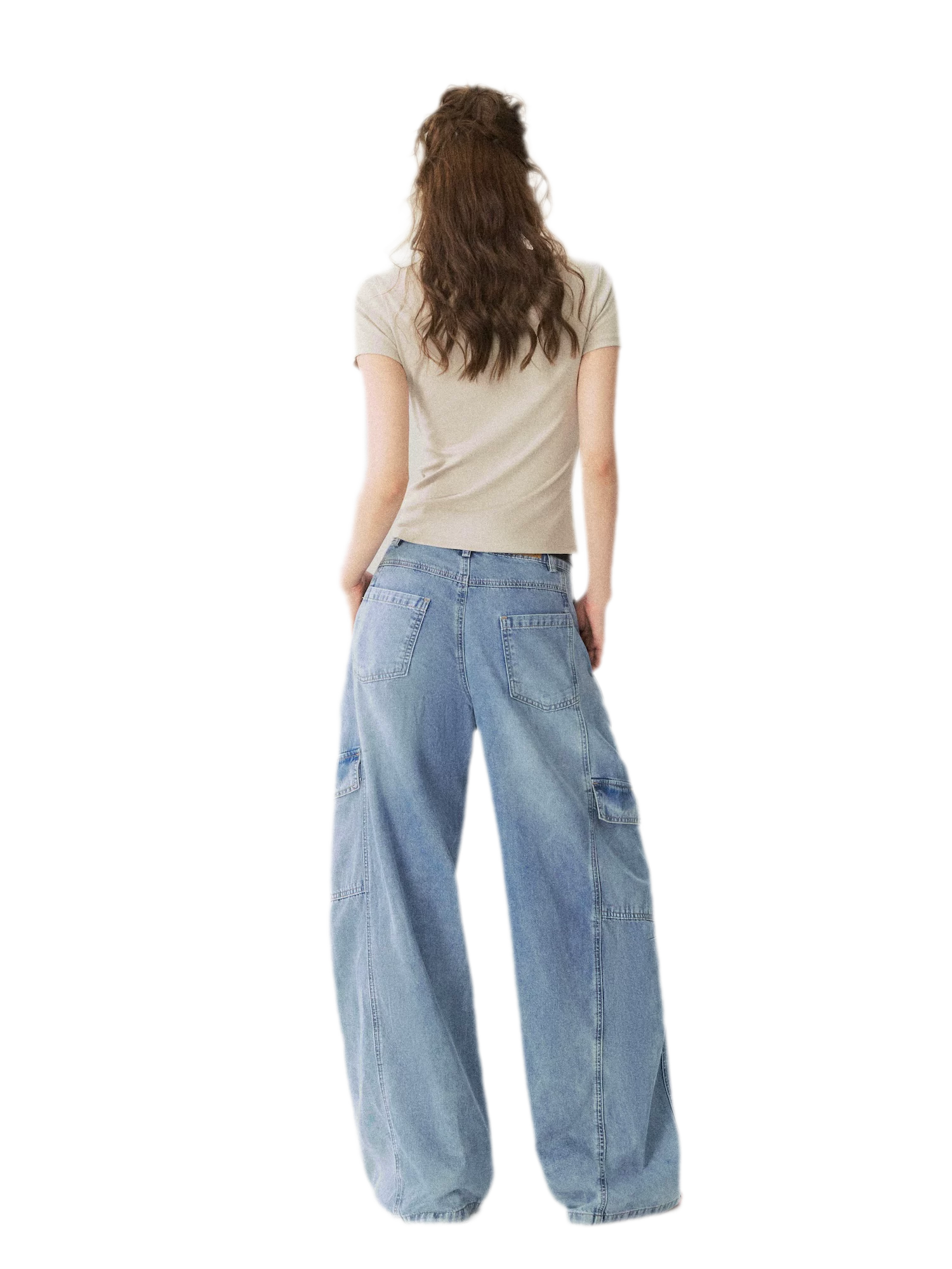 Multi Pocket Wide Leg Jeans