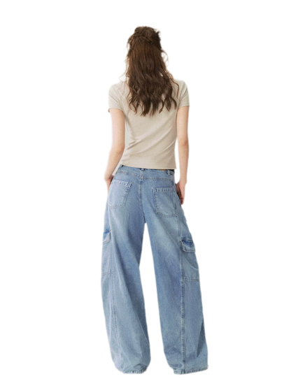 Multi Pocket Wide Leg Jeans