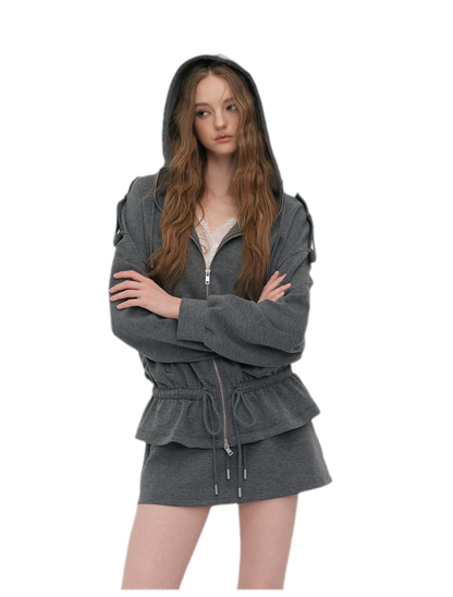 Air-Layer Hooded Skirt Set
