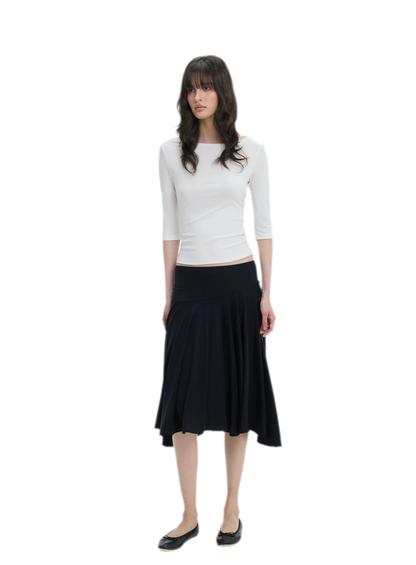 Lyocell Boat Neck Knit Top