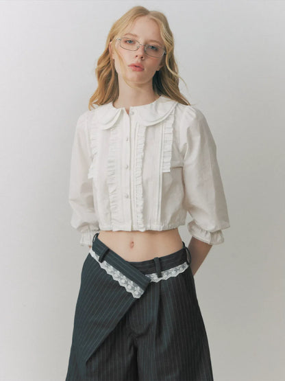 Ruffled Collar Peplum Blouse