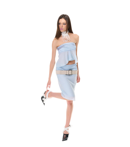 Textured Peplum Skirt Set