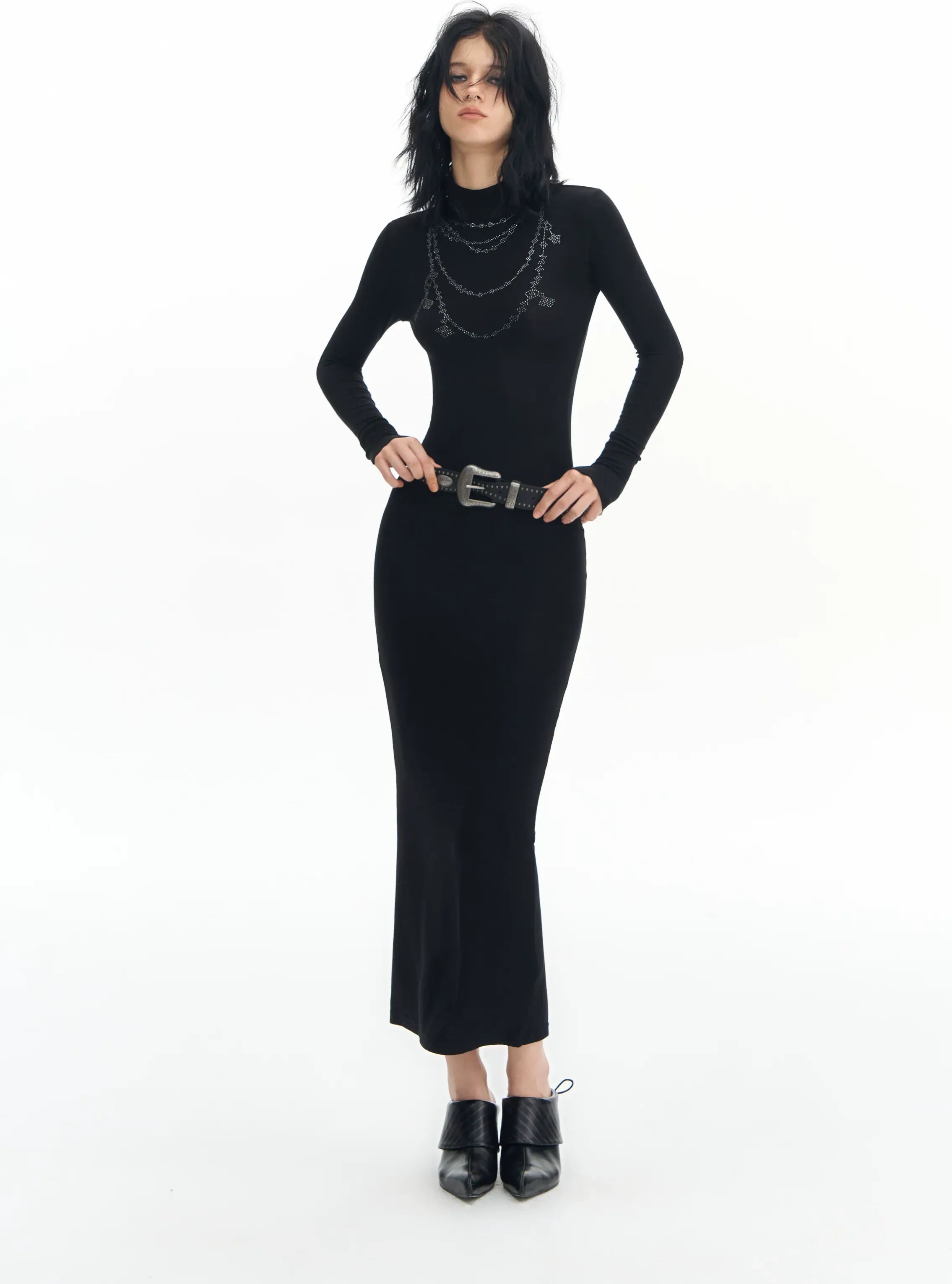 Rhinestone Slim Knit Dress