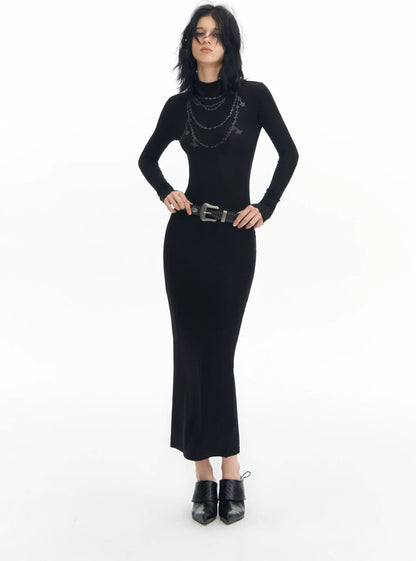 Rhinestone Slim Knit Dress