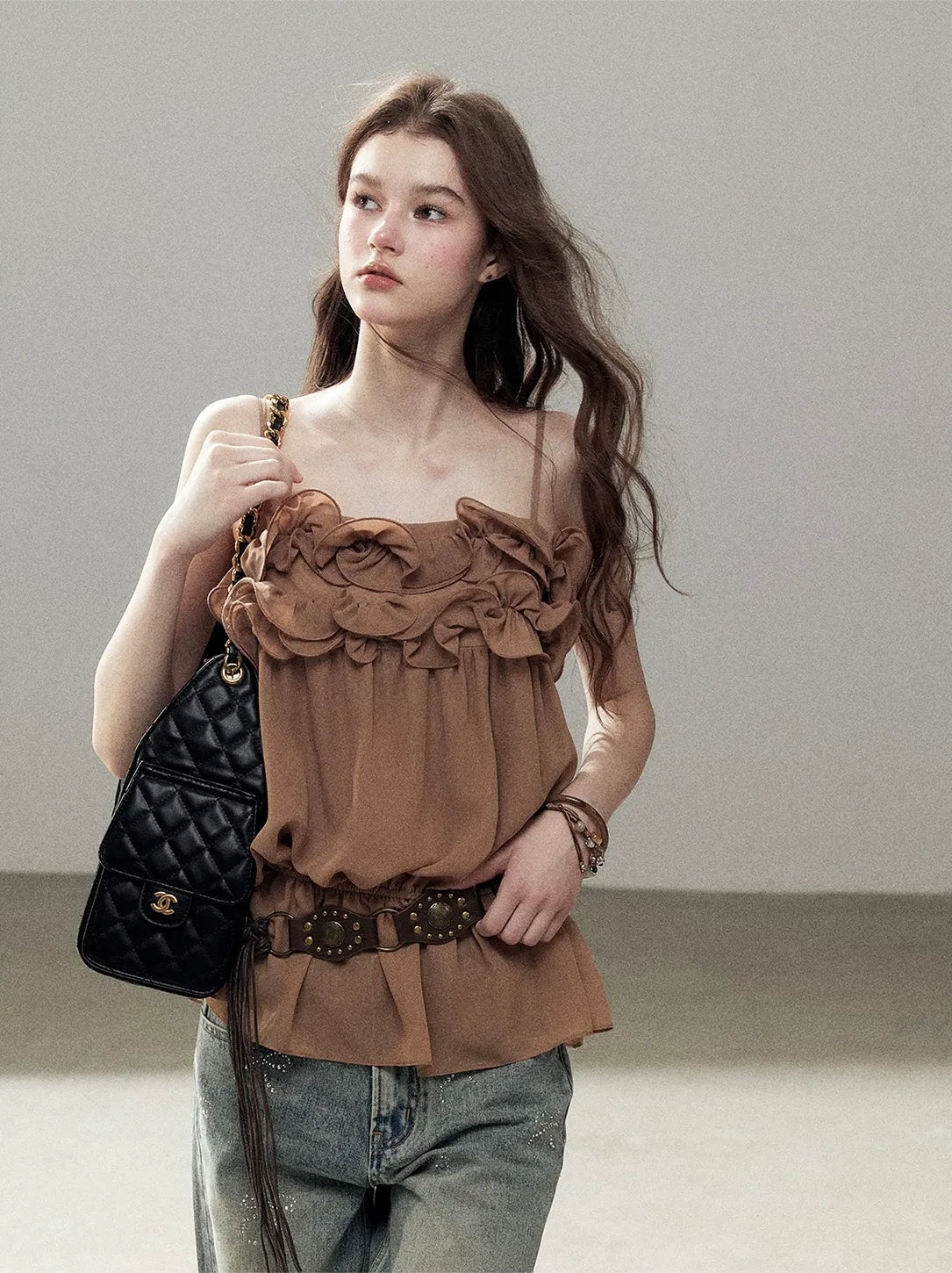 Chiffon Ruffle Cami Top