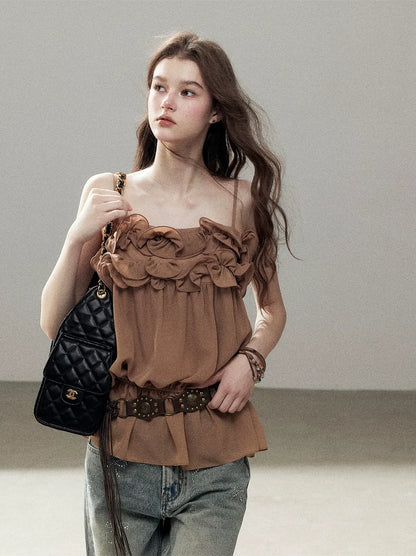 Chiffon Ruffle Cami Top