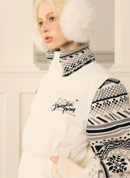 Contrast Fair Isle Down Jacket
