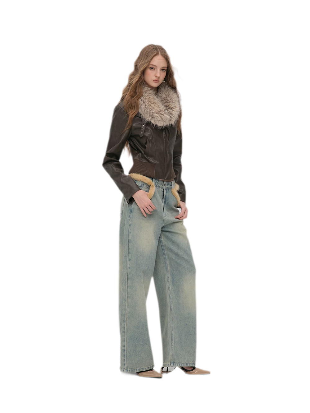 Textured Cropped PU Jacket