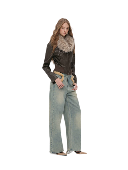 Textured Cropped PU Jacket