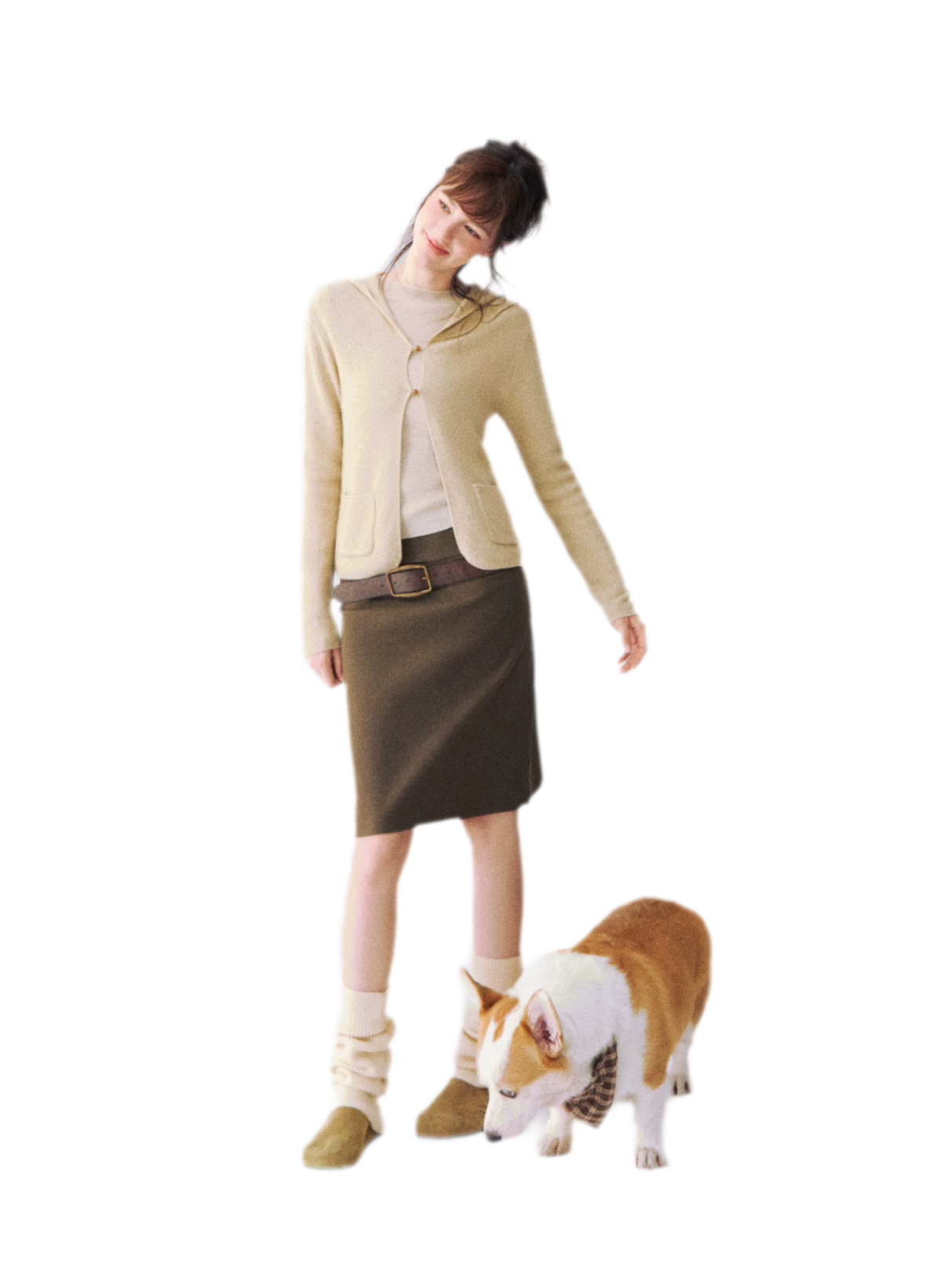 Cardigan en maille à capuche moucheté