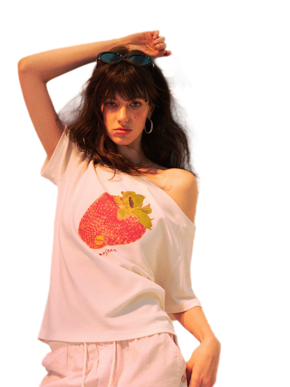 Dopamine Strawberry One-Shoulder Tee