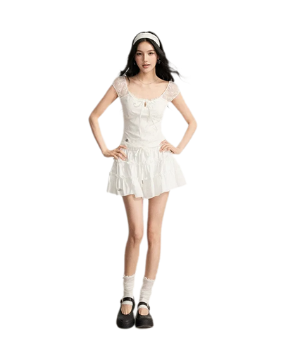 Lace Tiered Mini Skirt