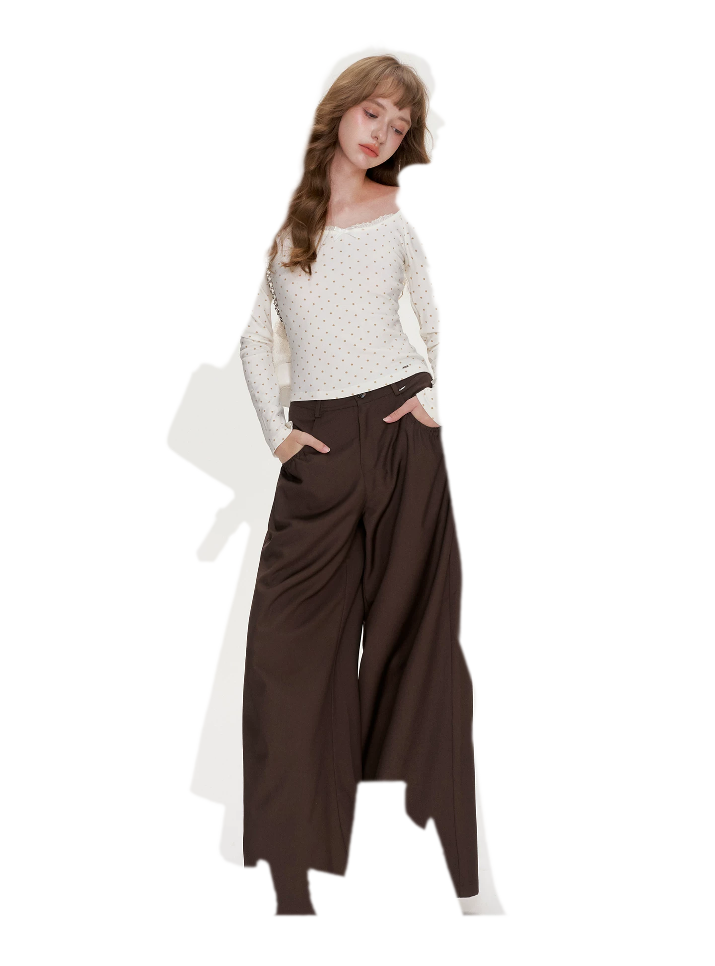 Gathered Waist Wide-Leg Trousers