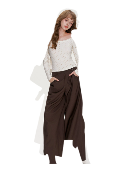 Gathered Waist Wide-Leg Trousers