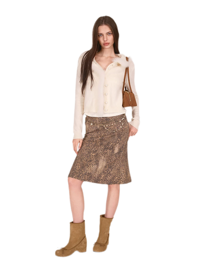 Gilet court en maille avec bordure en fourrure de renard