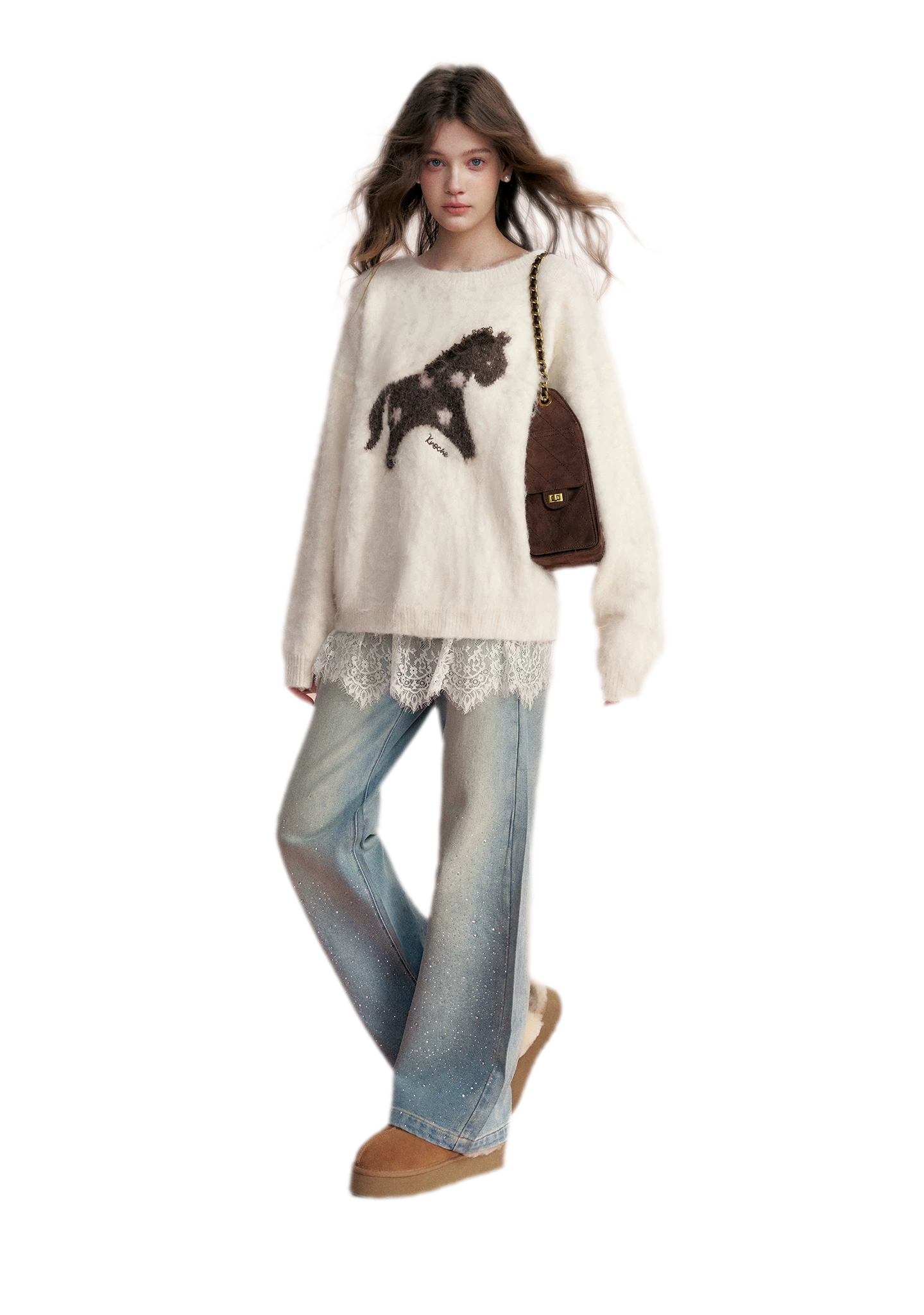 Brushed Horse Jacquard Sweater