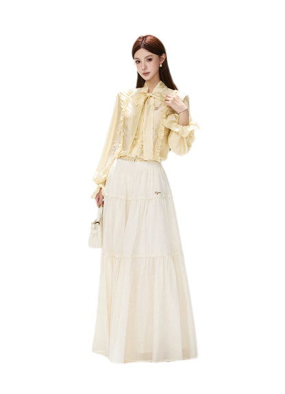 Cotton Tiered A-Line Skirt