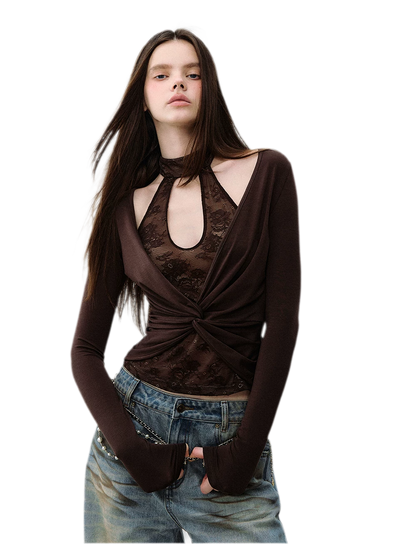 Sheer Lace Halter Top