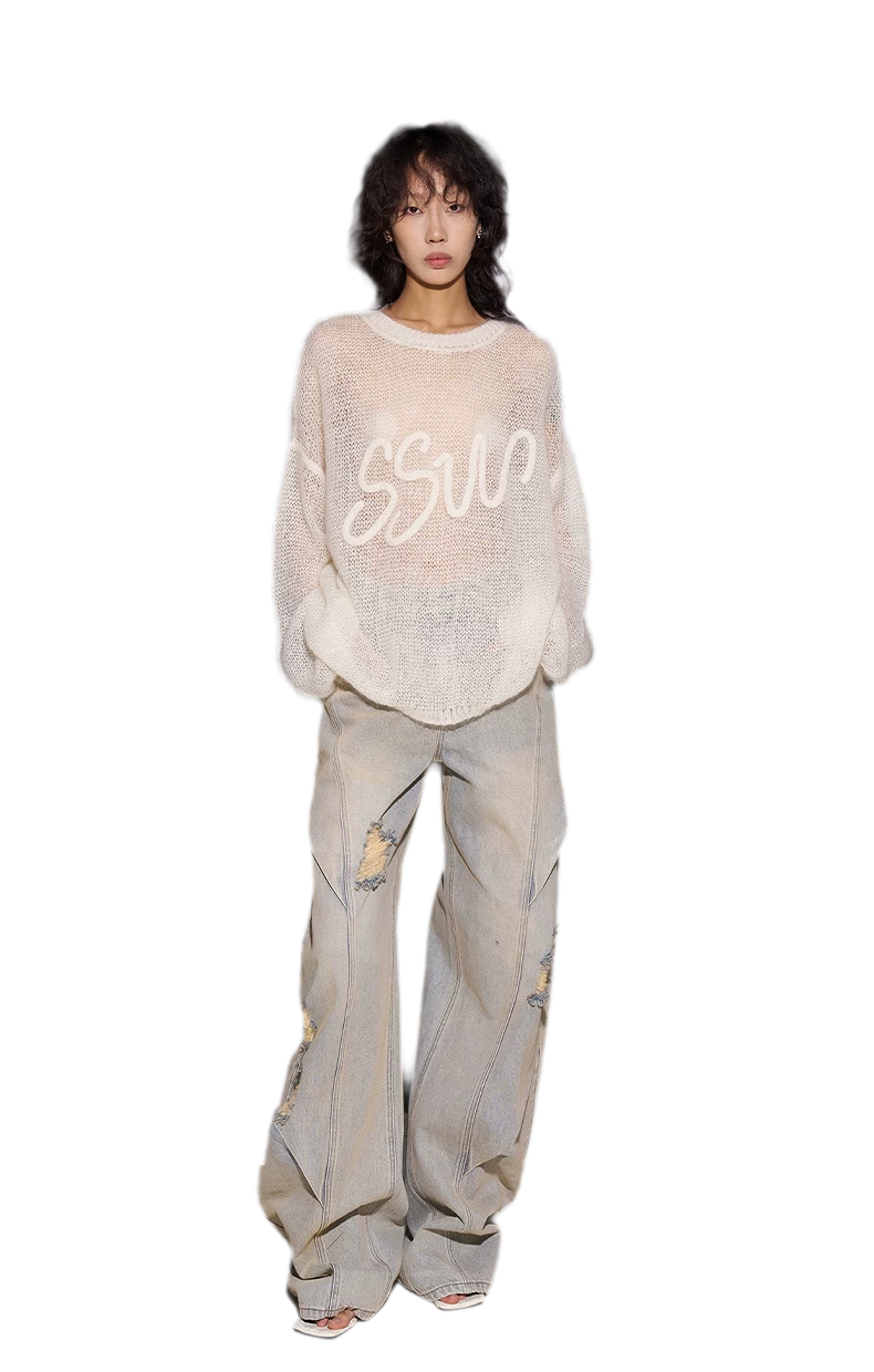 Mohair Openwork Logo Sweater