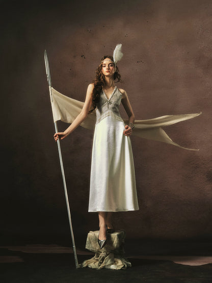 LACEMADE White Pearl Fringe Dress – view 6