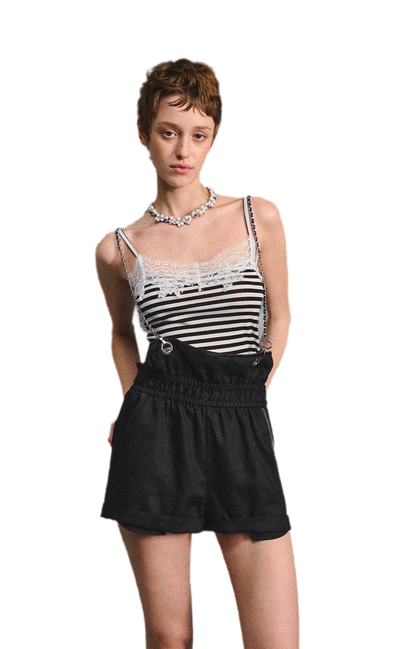 Chain Strap Suspender Shorts