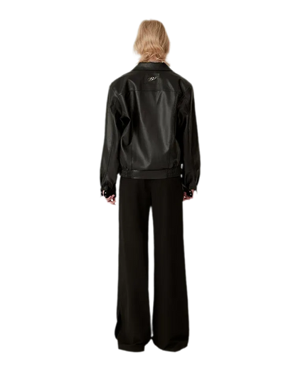 Textured Oversized Leather-Look Jacket