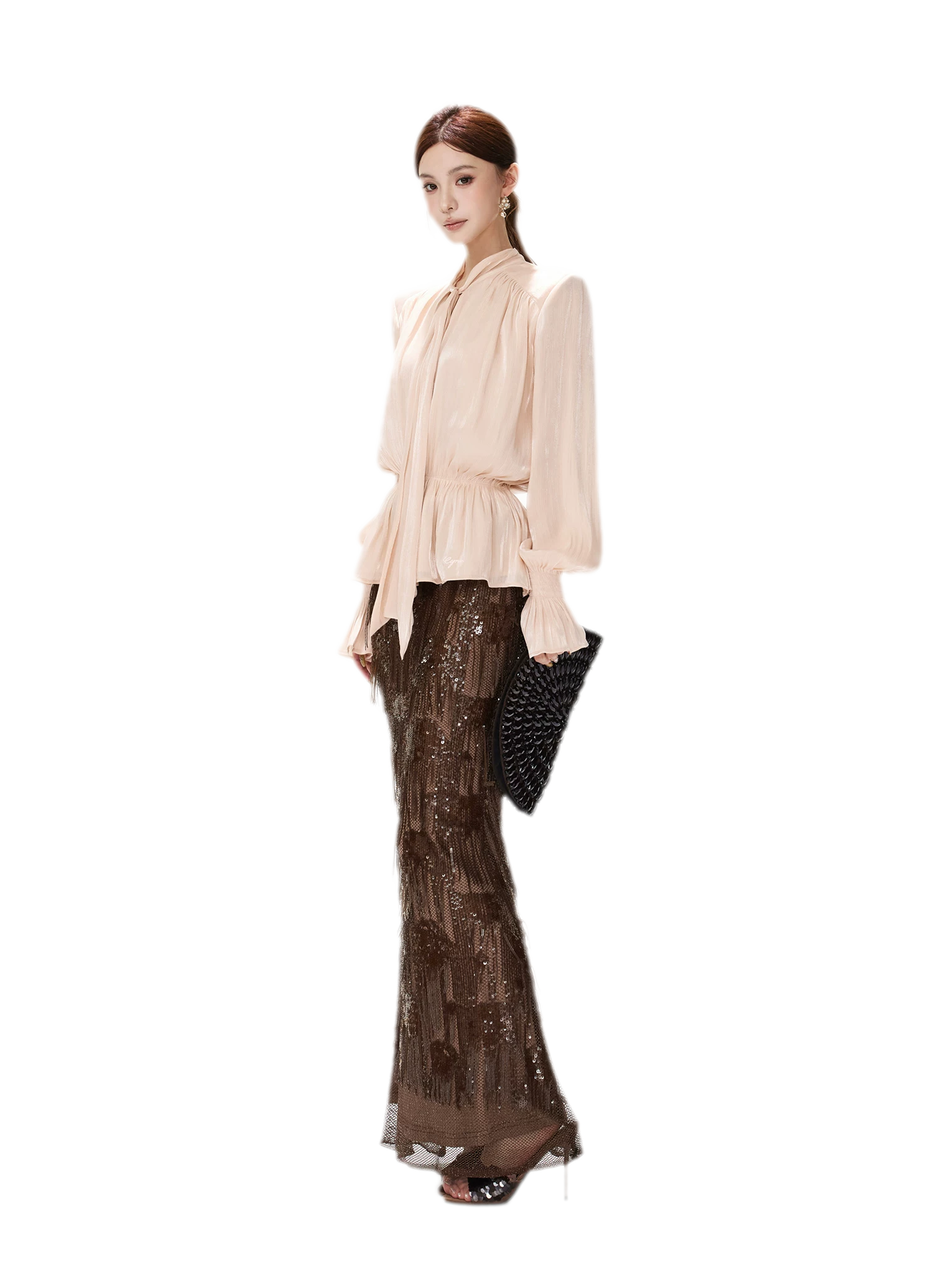 Pearlescent Tie Waist Blouse