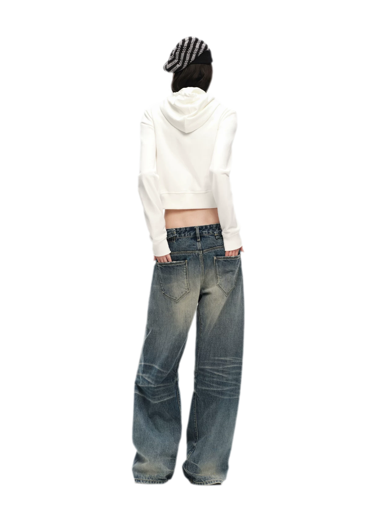 Textured Cropped Hooded Jacket