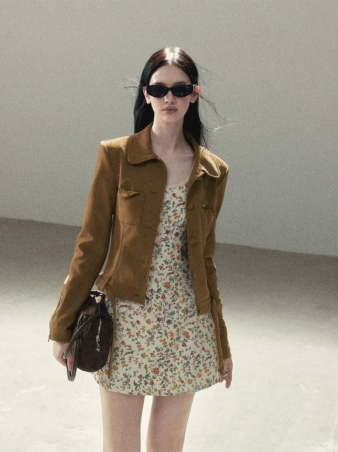 Soft Suede Cropped Utility Jacket