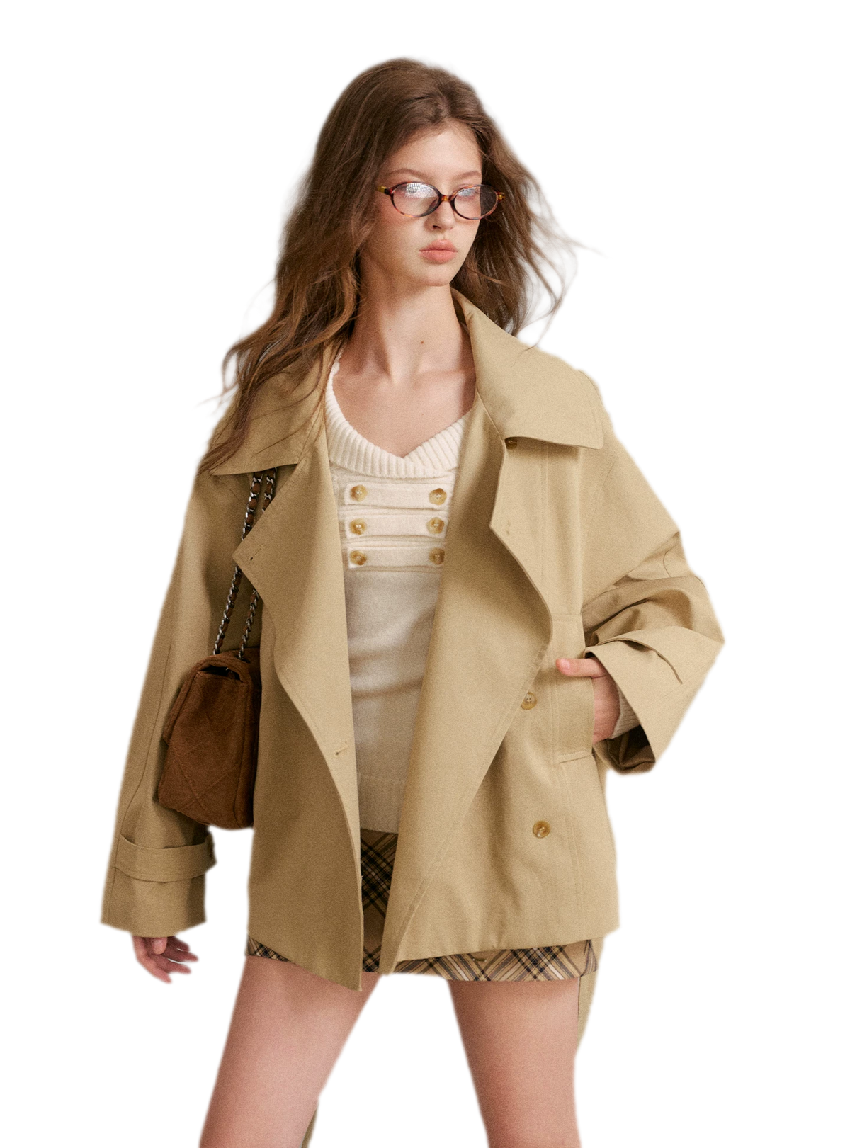 Áo trench cotton hai hàng khuy