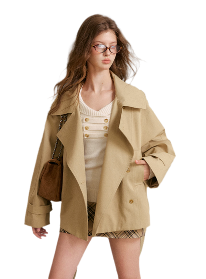 Áo trench cotton hai hàng khuy