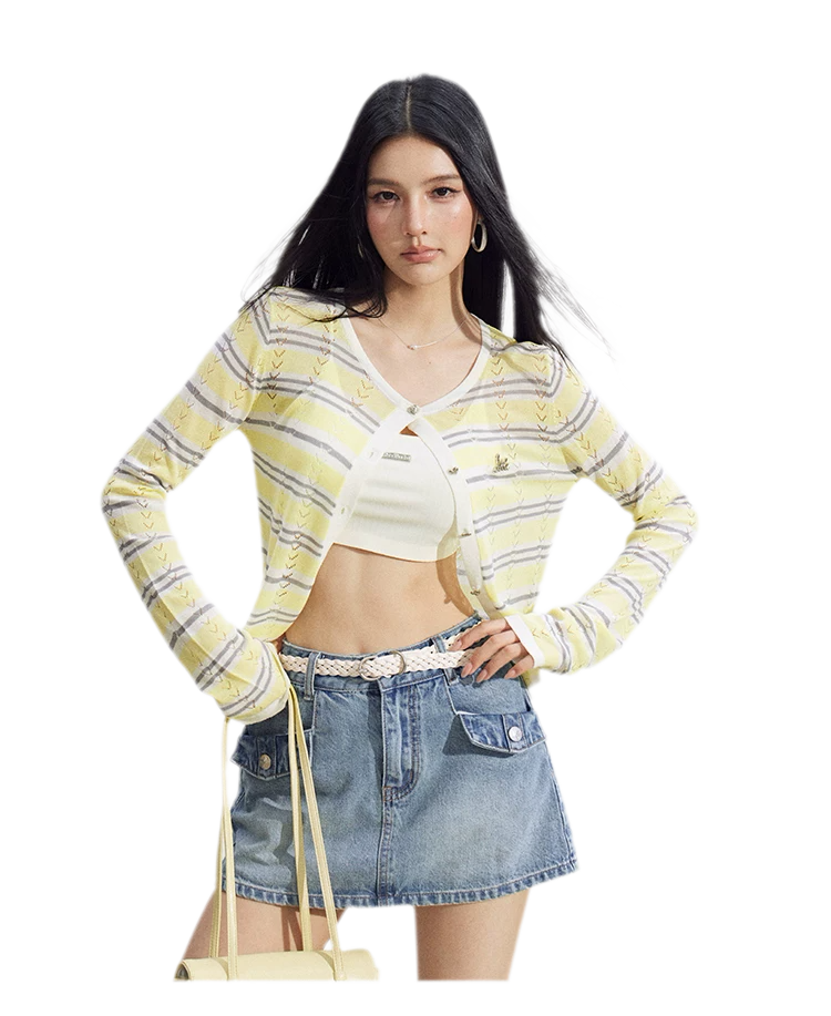 Striped Ice Silk Cardigan